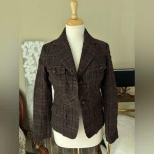 Banana Republic tweed tartan Plaid  Blazer